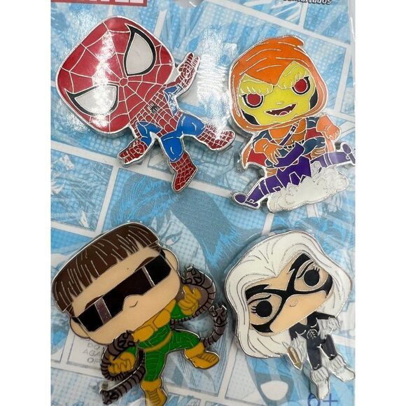 Brand New Funko Pop Pin Set of 4 Spiderman Animated Target Exclusive Enamel Pins - Picture 2 of 4